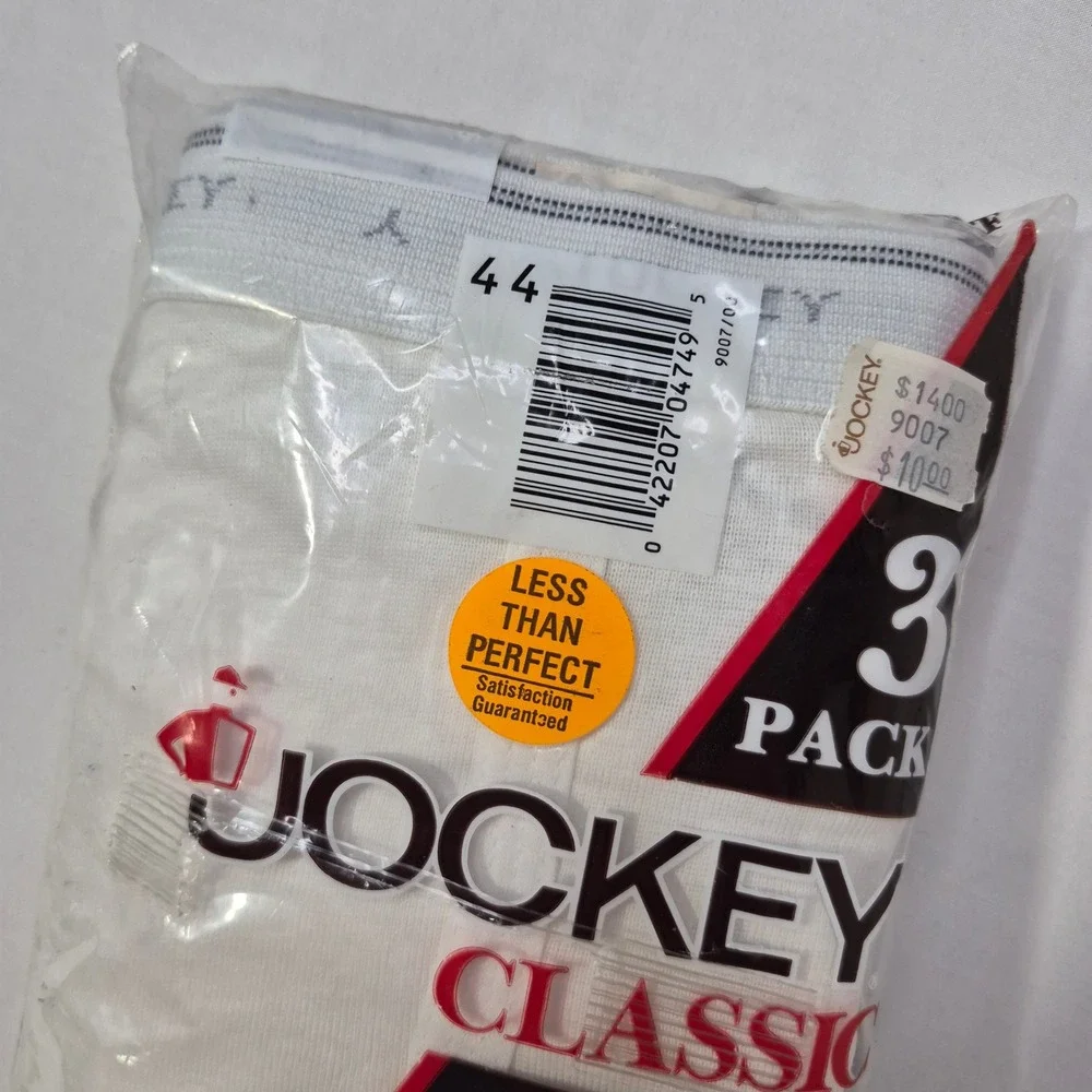 Jockey Classic‎ Brief Mens 44 White 3-Pack Inverted Y Front Vintage 1987 USA